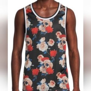 NO BOUNDARIES Men's Tank Top. Size XS. Skulls and Roses.